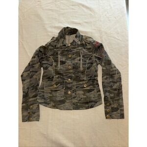 Passport Denim Jacket Camouflage Hundred Percent Cotton Medium